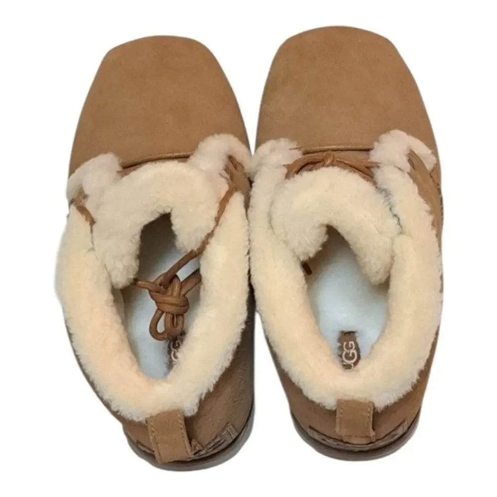 UGG Pumped Lace-Up Chestnut Suede Comfort Women's Slippers Size US 10 /UK 8 NEW